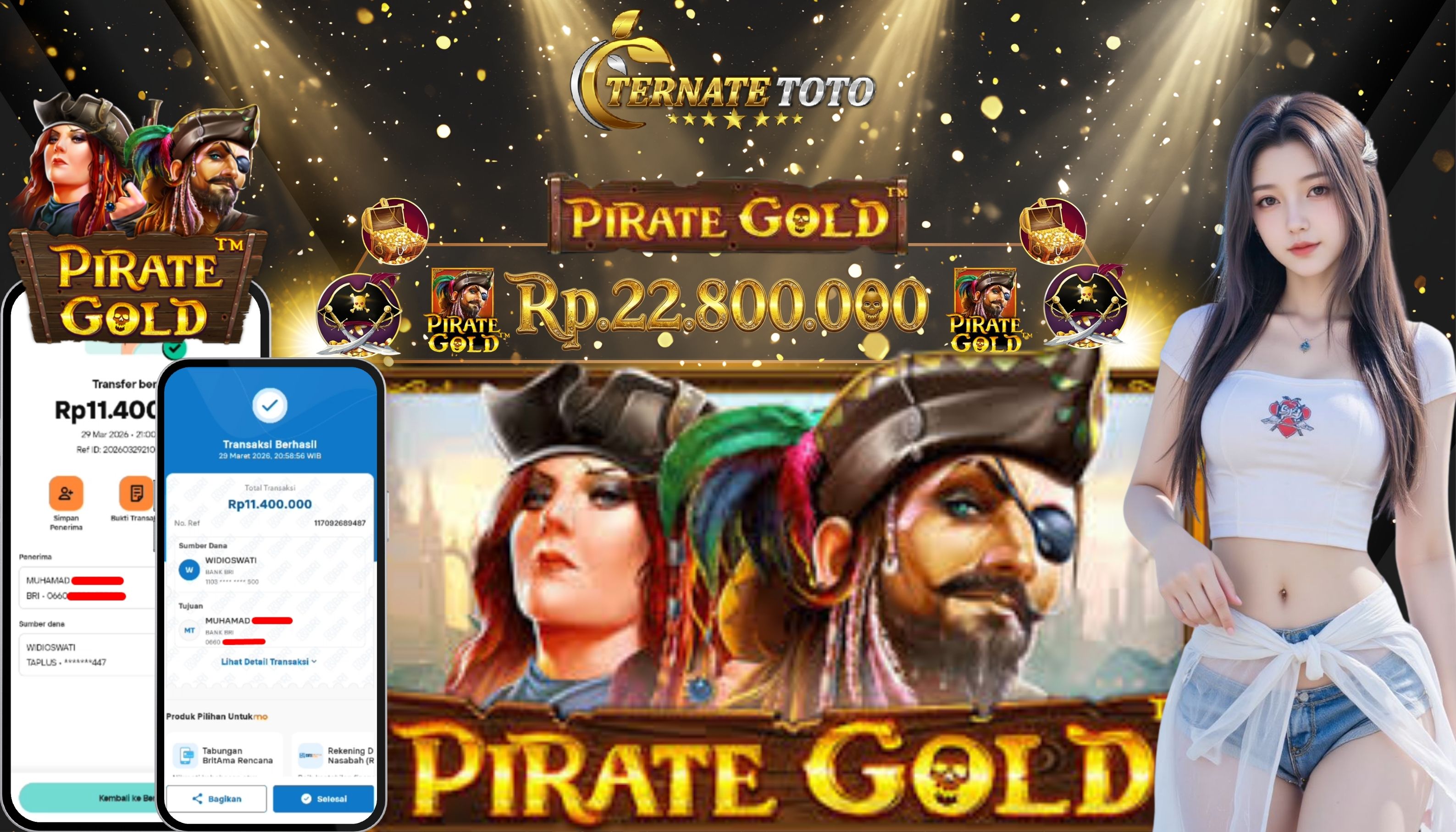 TERNATETOTO - JACKPOT PIRATE GOLD Rp. 22,800,000,-